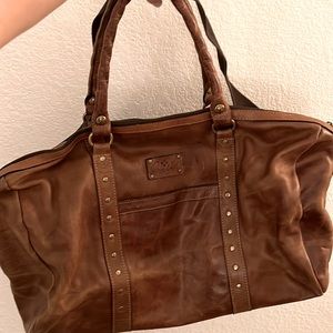 Leather duffel bag